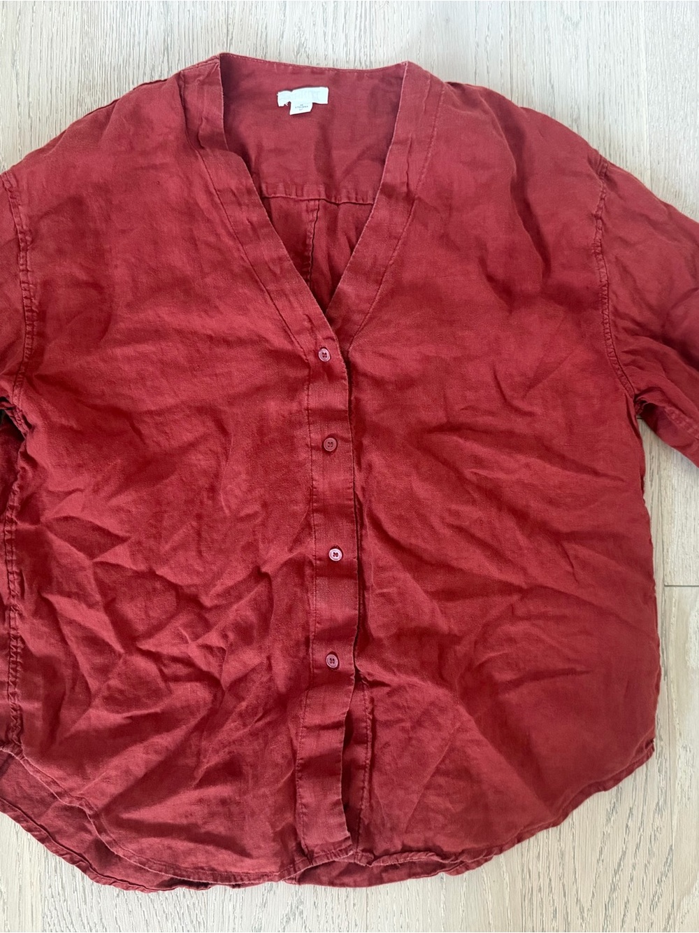 ARKET Womens Rust Button-Front Linen Shirt and Short Set Sz M